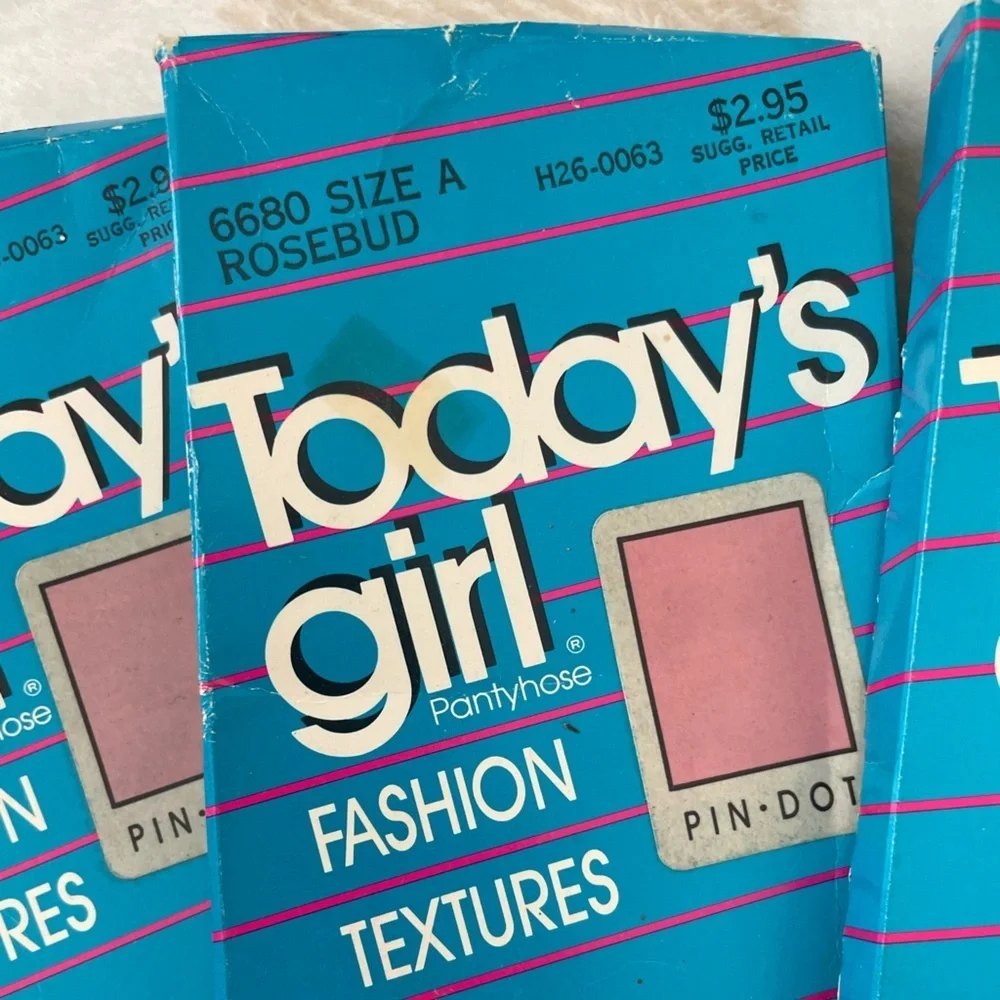 Vintage Today's Girl Fashion Textures Pantyhose size A Pink,Charcoal, Pin-Stripe